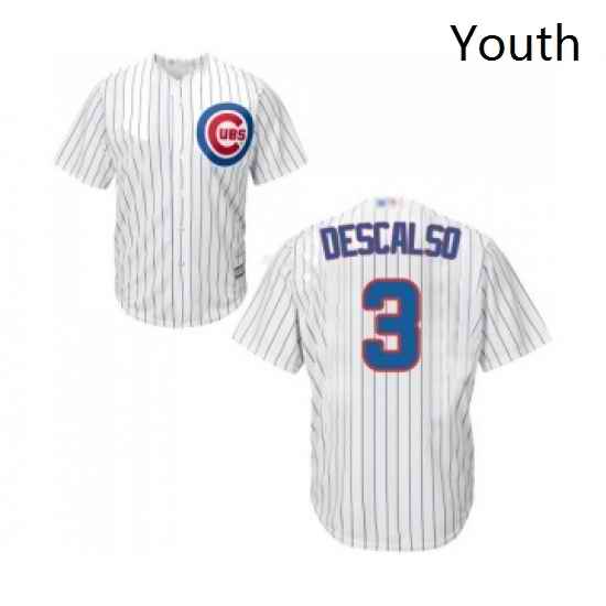 Youth Chicago Cubs 3 Daniel Descalso Authentic White Home Cool Base Baseball Jersey